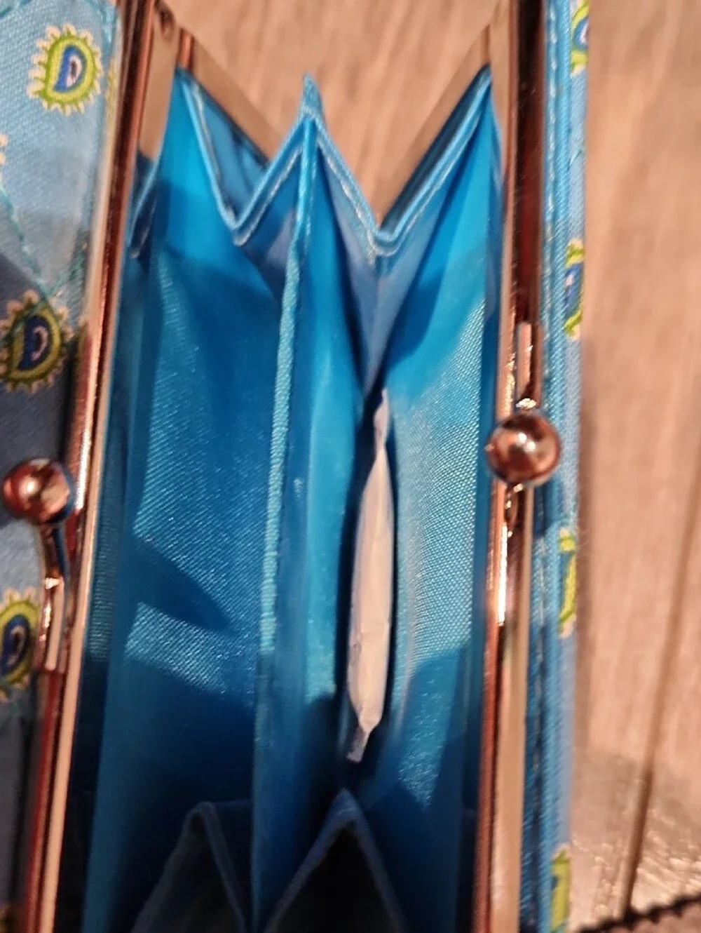 Light Blue Quilted Paisley Card & Key Holder Wallet